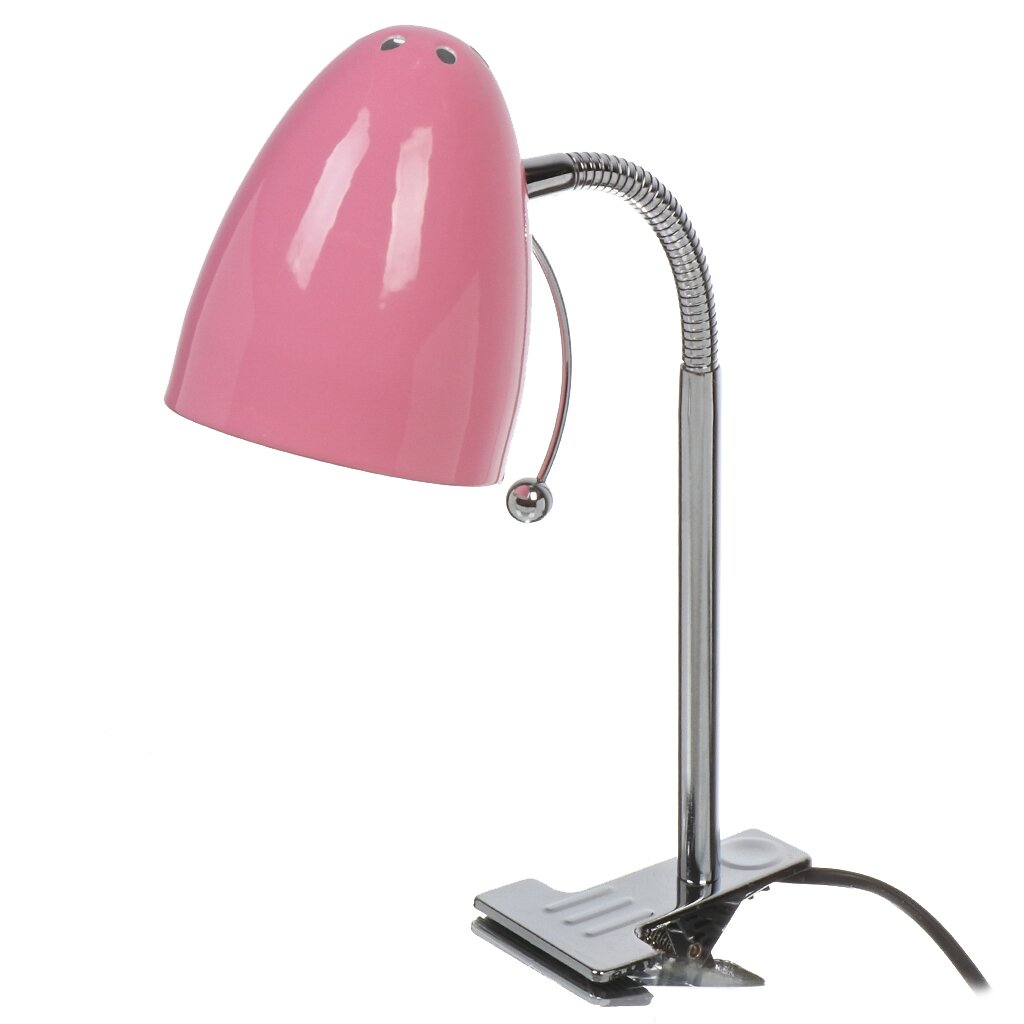 Светильник настольный на прищепке, E27, 60 Вт, серебристый, абажур розовый, Ultraflash, UF-376 C14, 14600 playtoday зонт трость детский механический розовый