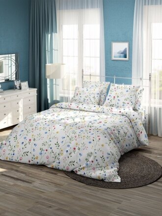 Постельное белье семейное, простыня 220х240 см, 2 наволочки 70х70 см, 2 пододеяльника 145х215 см, Самойловский текстиль, бязь, Красота