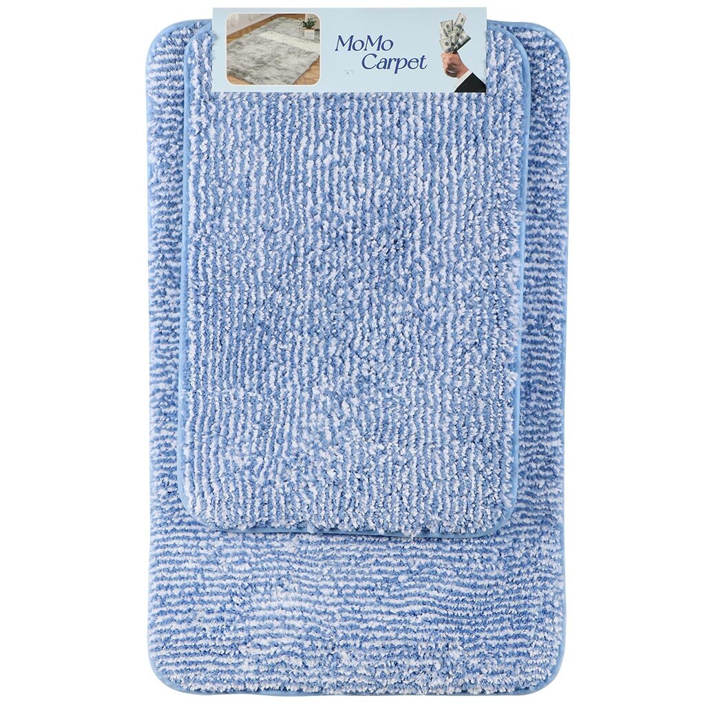 Набор ковриков для ванной и туалета, 2 шт, 0.4х0.6, 0.5х0.8 м, полиэстер, синий, Снежинка, A090012 валик для фитнеса bradex массажный синий sf 0248