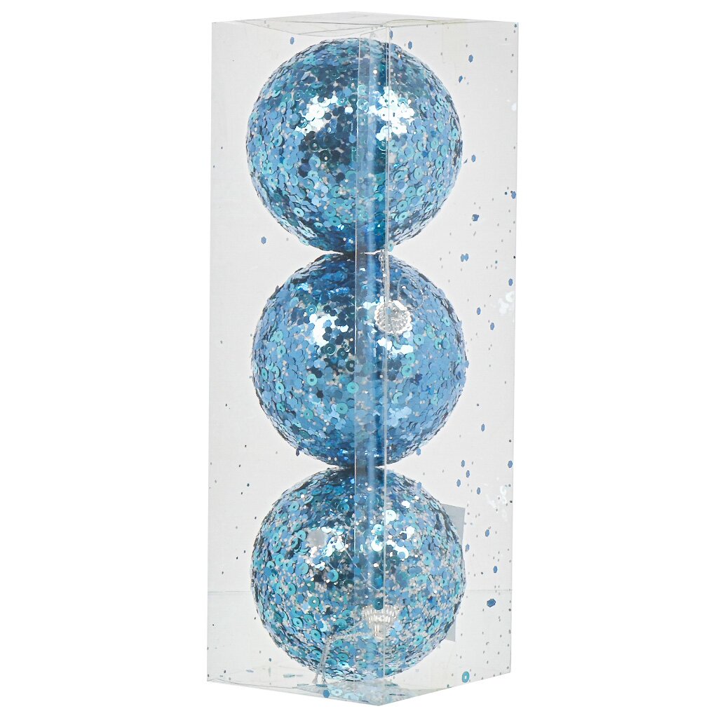 Набор елочных украшений 3 шт, голубой, 8 см, SYPMQA-102115 елочный шар голубой 8 см sypmqa 102101