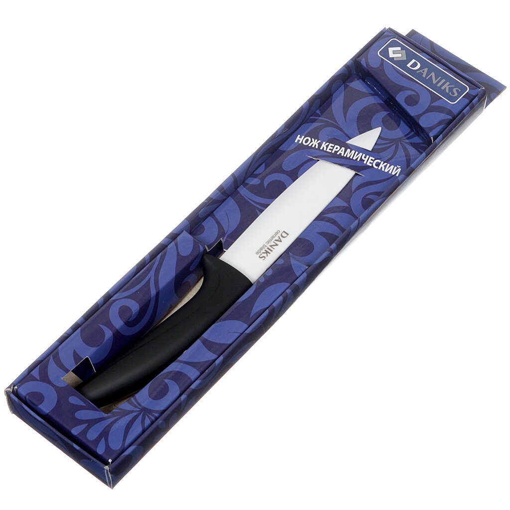 Нож кухонный Daniks, для овощей, керамика, 10 см, рукоятка пластик, YW-CR007R-4