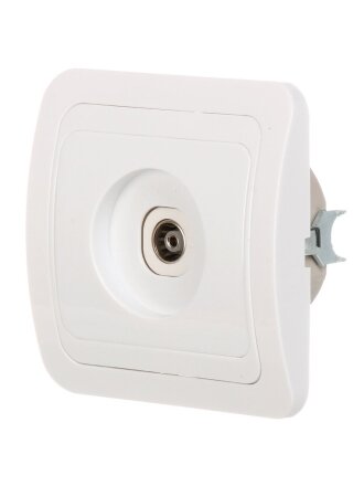 Розетка телевизионная скрытой установки, 1 гнездо, без заземления, ABS пластик, IP20, белая, тупиковая, UNIVersal, Валери, В00