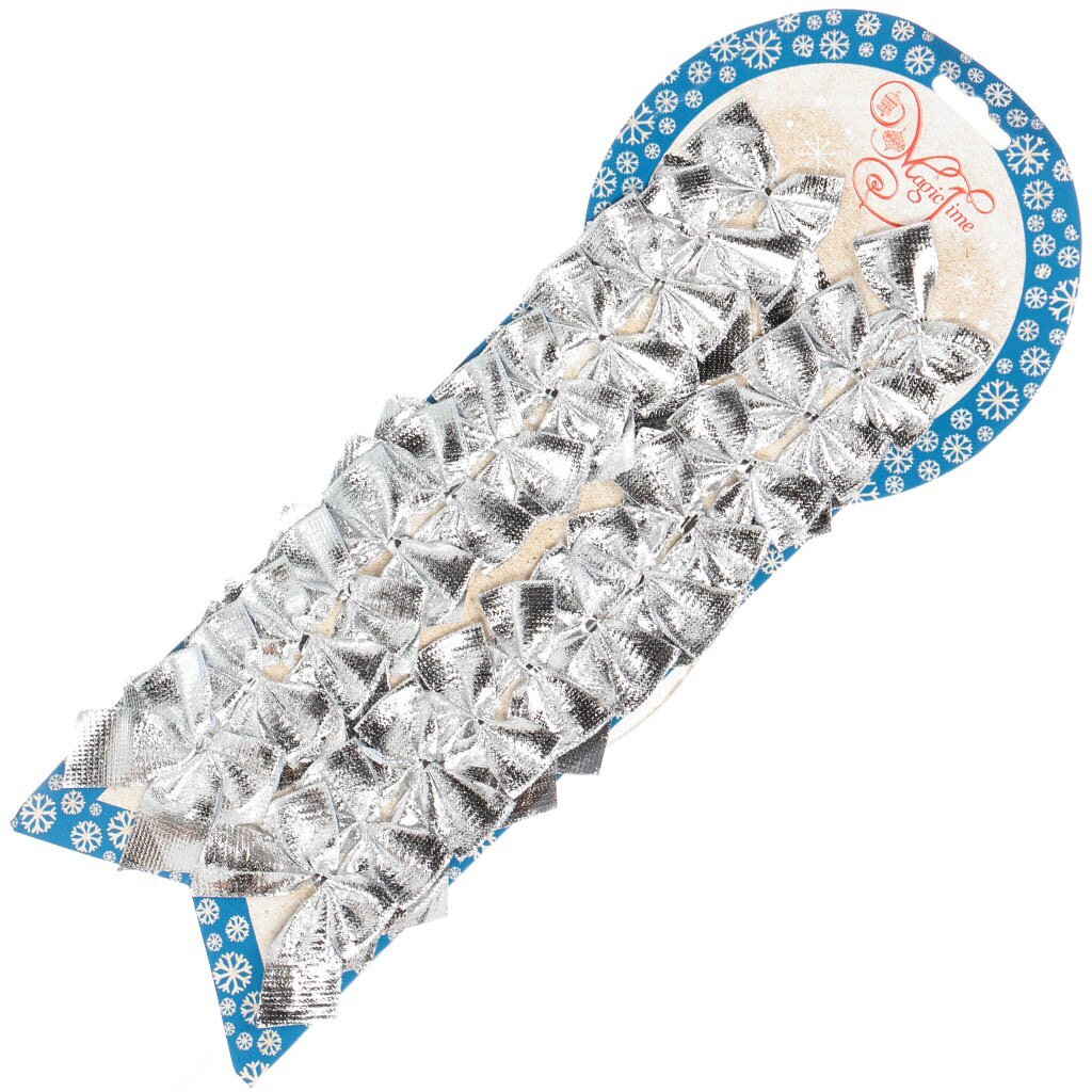 Набор елочных украшений Бант, 24 шт, серебро, полиэстер, 76231