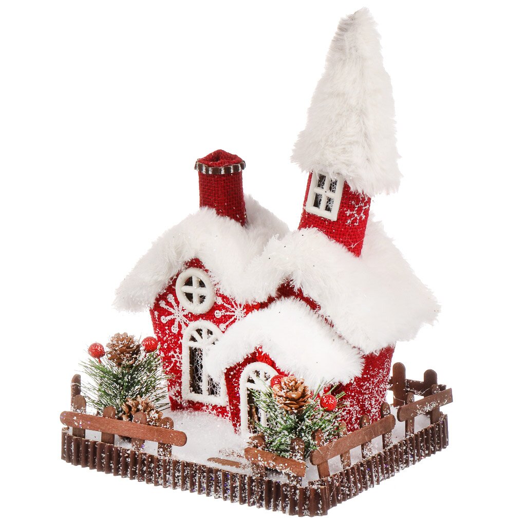 Фигурка декоративная Дом в снегу, 20х16х28.5 см, красная, SYZFZ-4223030 буква на снегу