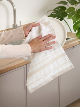 Полотенце кухонное махровое, 30х50 см, 400 г/м2, 100% хлопок, Silvano, Piano, бежевое, Узбекистан