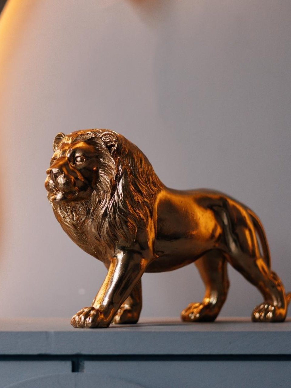 Фигурка декоративная Лев,31.5х9.1х17.5 см, золотой,Tin-09