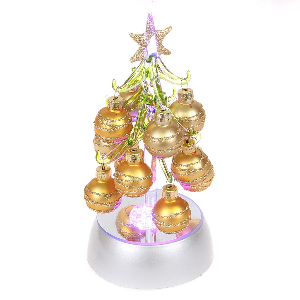 Н.г Елка 18см из шаров с игрушками (стекло) с подсветкой + подар упак N8450104