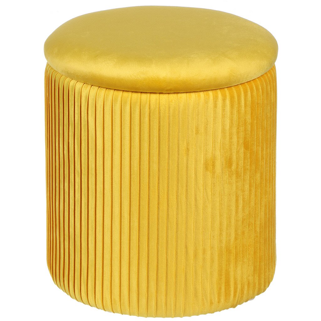 Пуф 35х32х32 см, МДФ, ткань, велюр, до 110 кг, круглый, раскладывающийся, желтый, Люкс, L030006 пуф 35х32х32 см мдф ткань велюр до 110 кг круглый раскладывающийся желтый люкс l030006