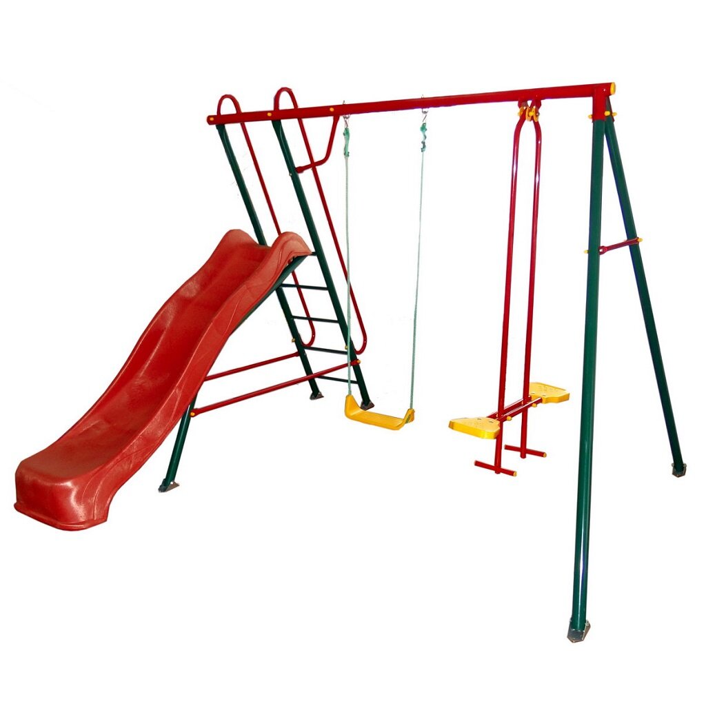Игровой комплекс 3-местный, 247х238х212 см, 200 кг, Солнышко-5, С 651, 2 части, стационарный, металл