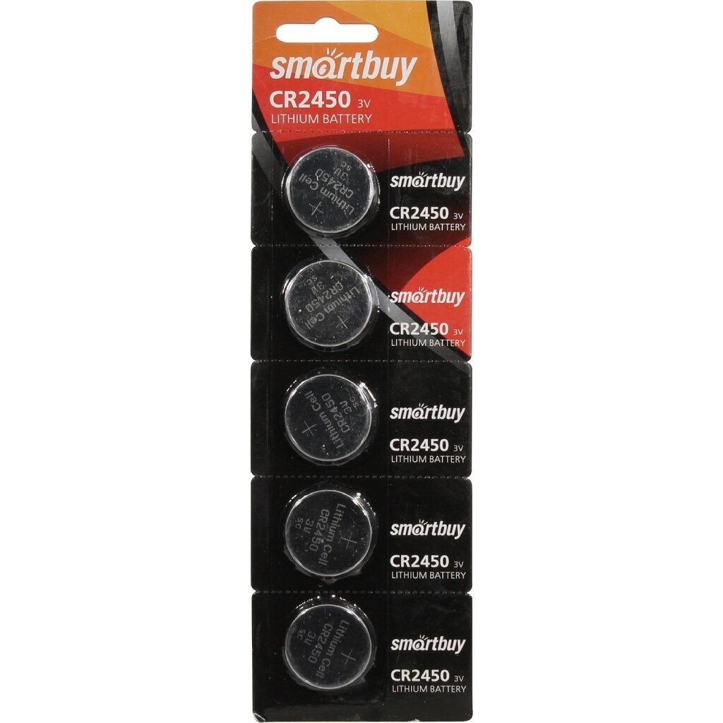 Батарейка Smartbuy, CR2450, Lithium, литиевая, 3 В, блистер, 5 шт, SBBL-2450-5B