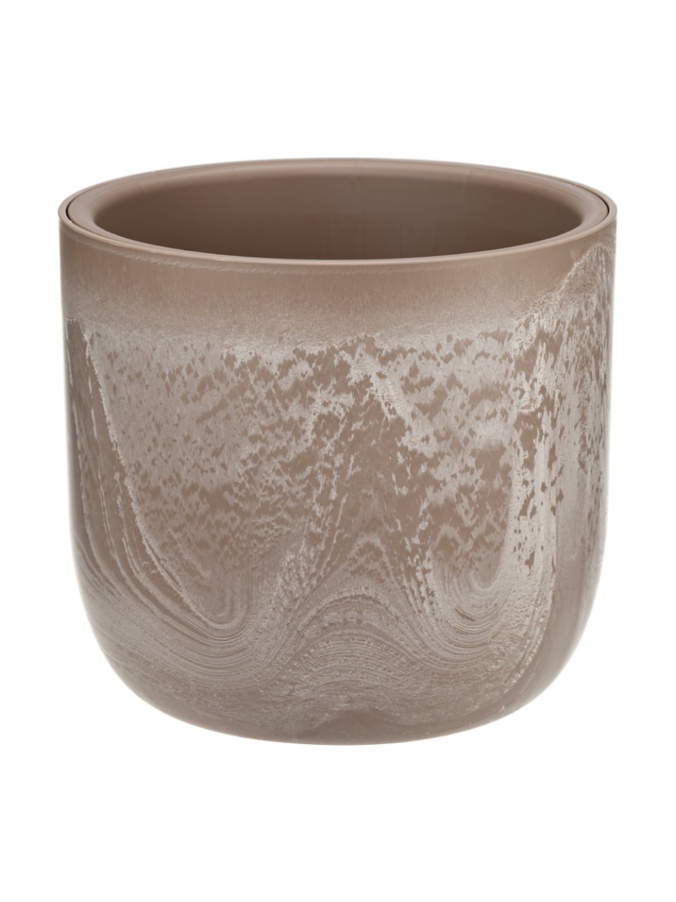 Кашпо пластик, 3.7 л, 22х22х20 см, универсальное, со вставкой, бежевый слайн, Idea, Микрит, М 3266
