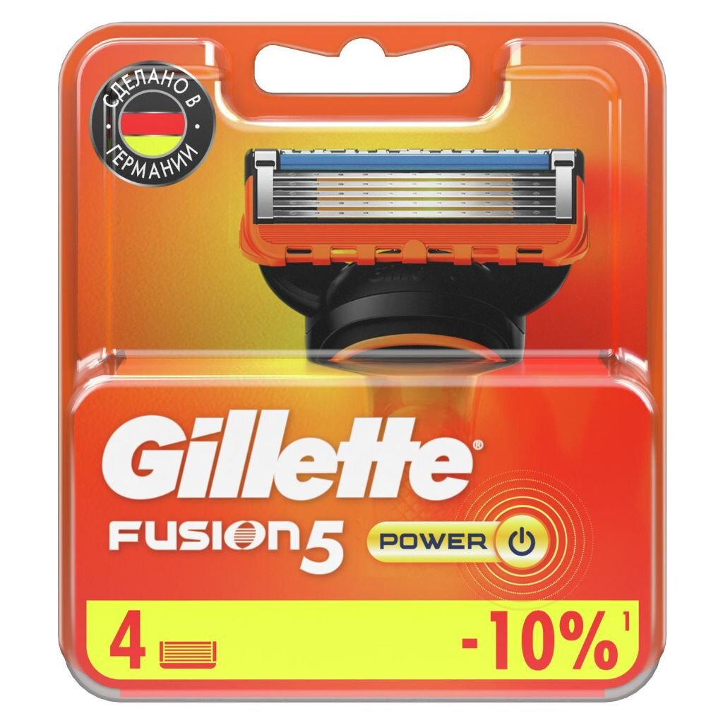 Сменные кассеты для бритв Gillette, Fusion Power, для мужчин, 4 шт станок для бритья gillette fusion для мужчин 3 сменные кассеты