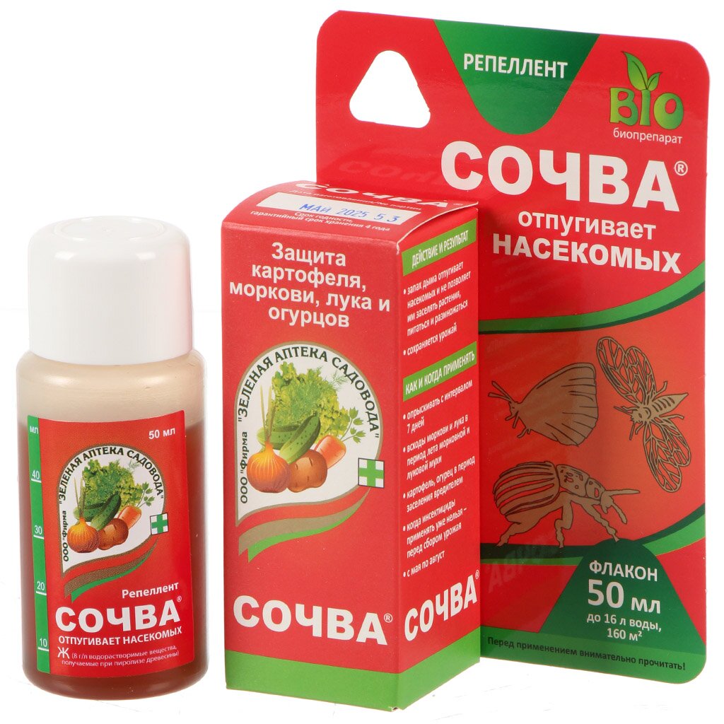 Репеллент от комплекса вредителей на растениях, флакон, Зеленая аптека Садовода, Сочва, 50 мл