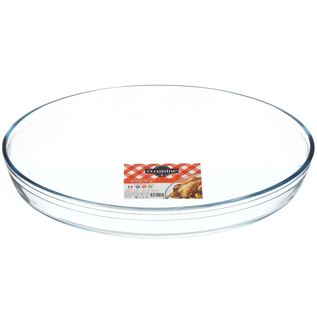 Форма для запекания стекло, 39х27х6 см, 4 л, овальная, O Cuisine, 347B00ST/OC ёмкость для запекания брусника 1 5л