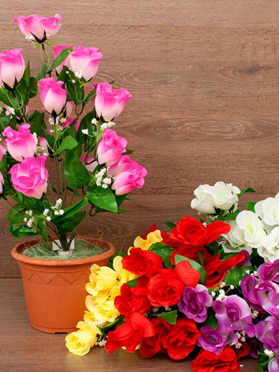Цветок искусственный декоративный пасхальный, Розы, 24 головки, 55 см, в ассортименте, FE091