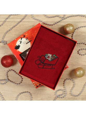 Полотенце кухонное 50х90 см, 100% хлопок, Silvano, Новогодние истории Сани с подарками, красное, Турция, DU-2021-50-1-2618