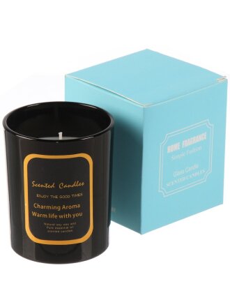 Свеча ароматическая, 8.4х7 см, в стакане, черная, Шангри-Ла, воск, А030141