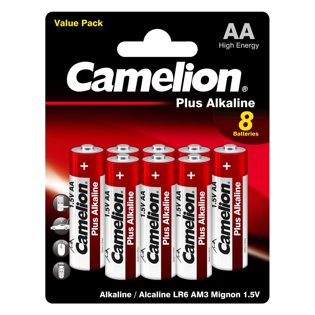 Батарейка Camelion, LR6, Plus Alkaline, 1.5 В, емкость 2700мА*ч, BL-8