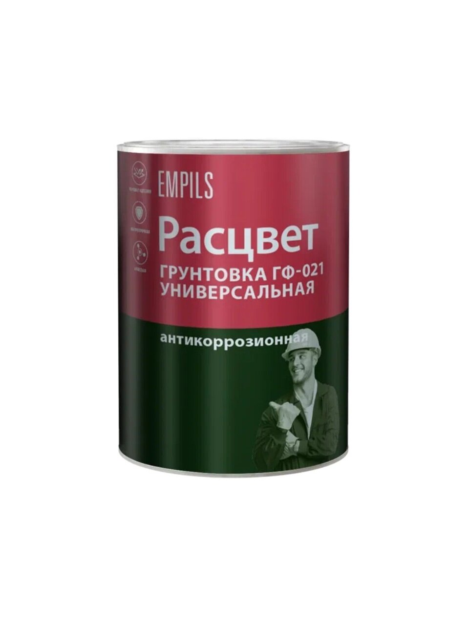 Грунтовка алкидная, Расцвет, ГФ-21, для внутренних и наружных работ, белая, 0.9 кг