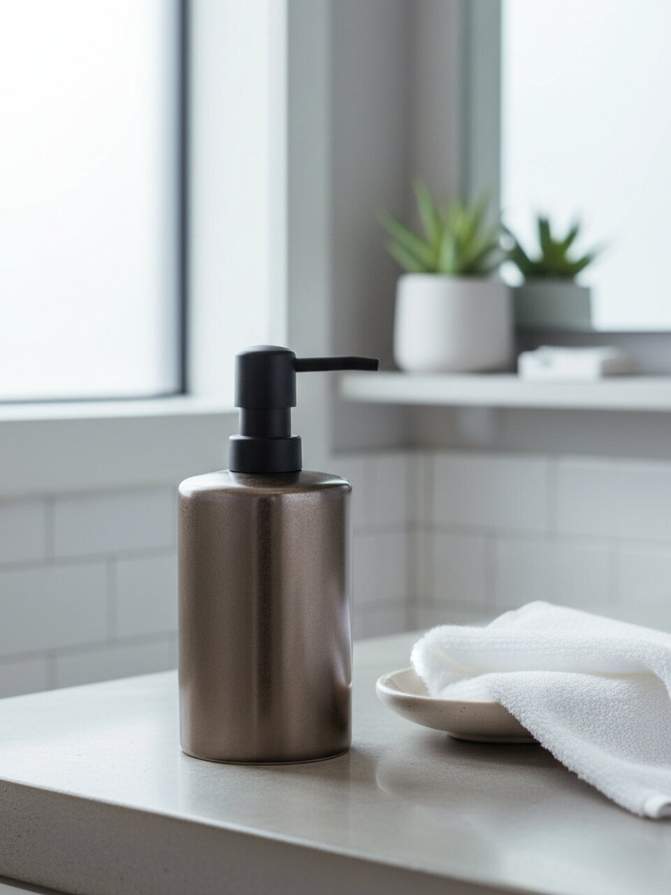 Дозатор для жидкого мыла Бронза/черный, керамика, 7.7x12.4/18 см, BCE1355AA-LD