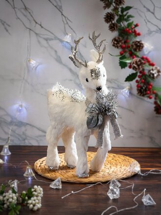 Фигурка декоративная Олененок, 27х12х50 см, белая, F010029