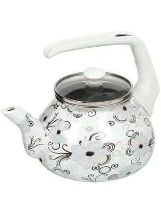 Чайник сталь, эмалированное покрытие, 2.2 л, ручка консольная, Interos, Кружево, индукция, 1279
