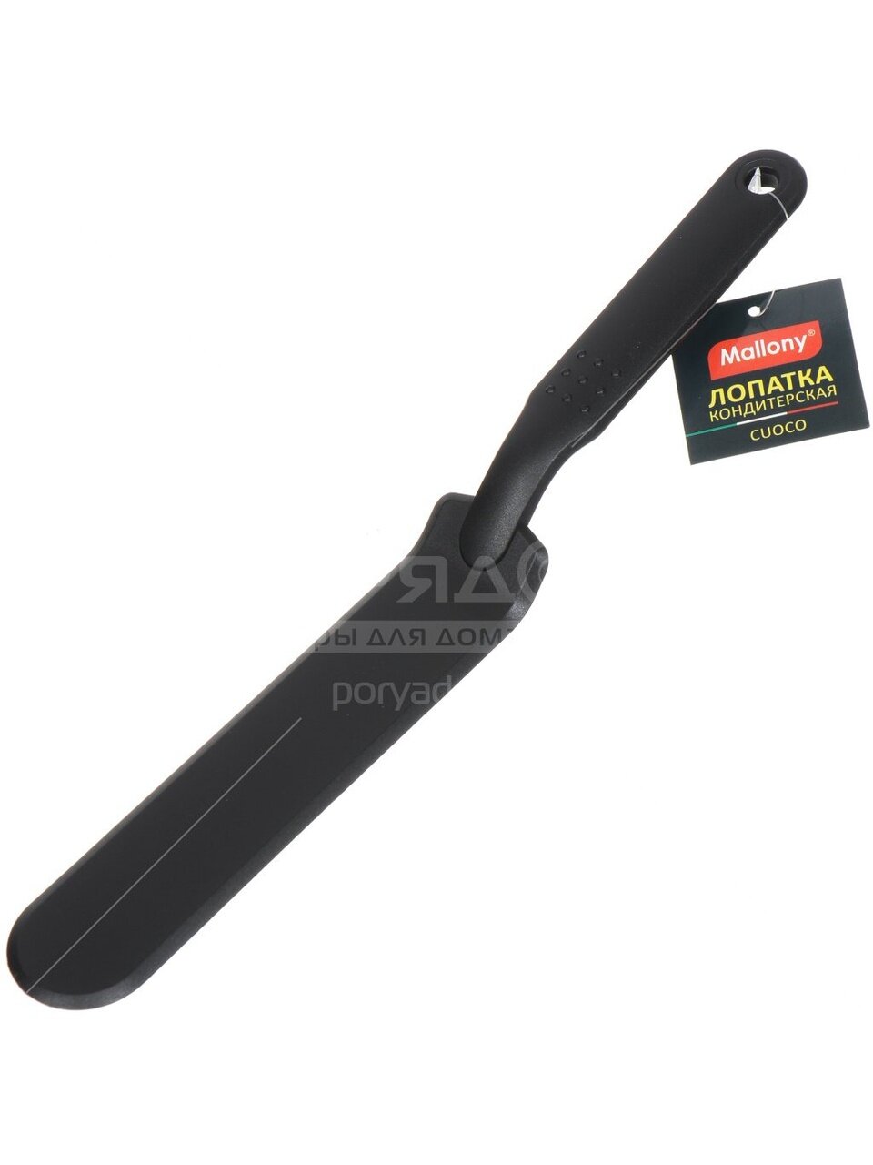 Лопатка кондитерская, нейлон, 32х4 см, навеска, черная, Mallony, Cuoco, 003591