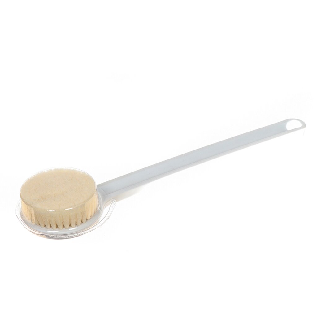 Мочалка-щетка 30 х 10 см, с ручкой, массажная, белая, Y364 деревянная банная массажная щетка банные штучки