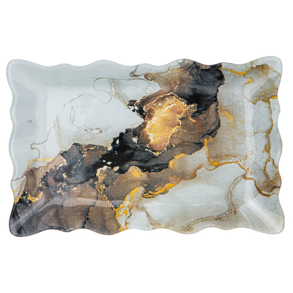 Блюдо стекло, для сервировки, прямоугольное, 16х25х2 см, Marble, Lefard, 198-239