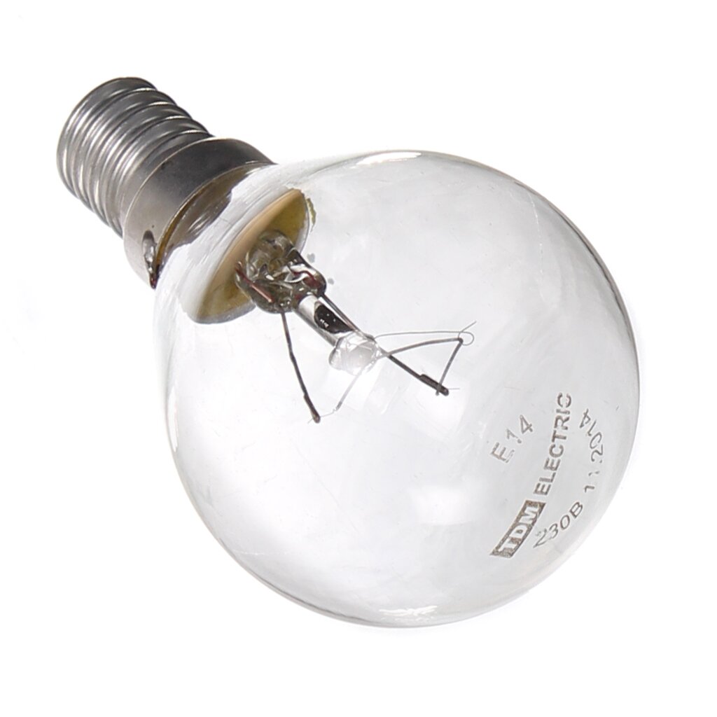 Лампа накаливания E14, 40 Вт, шар, прозрачная, TDM Electric, SQ0332-0001