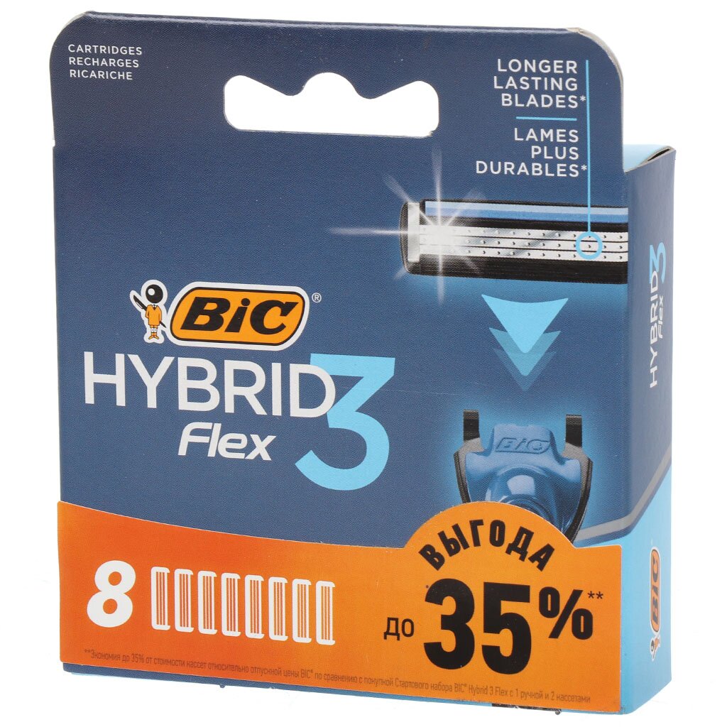 Сменные кассеты для бритв Bic, Hybrid 3 Flex, для мужчин, 8 шт, 921450