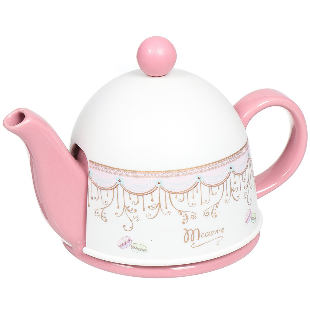 Чайник заварочный керамический, 450 мл, Elrington Макаронс SFYT027S-34, розовый