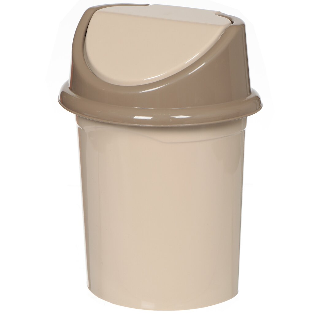 Контейнер для мусора пластик, 4 л, овальный, плавающая крышка, латте, капучино, Violet, 040420/140420 контейнер пищевой пластик 0 65 л 22х14 5 см розовый овальный альтернатива м5611