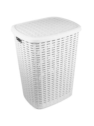Корзина для белья, 50 л, 43х35х53 см, прямоугольная, пластик, белая, Verde, Roso, 36920