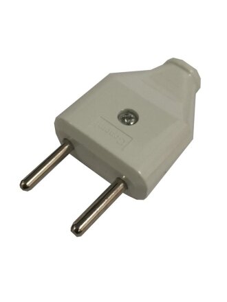 Вилка плоская, без заземления, 6 А, IP20, 250 В, белая, General Lighting Systems, GRV-P-6-F-W-IP20, 470506