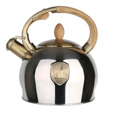 Чайник нержавеющая сталь, 3 л, со свистком, зеркальный, ручка бакелитовая, RasheL, индукция, М-7430