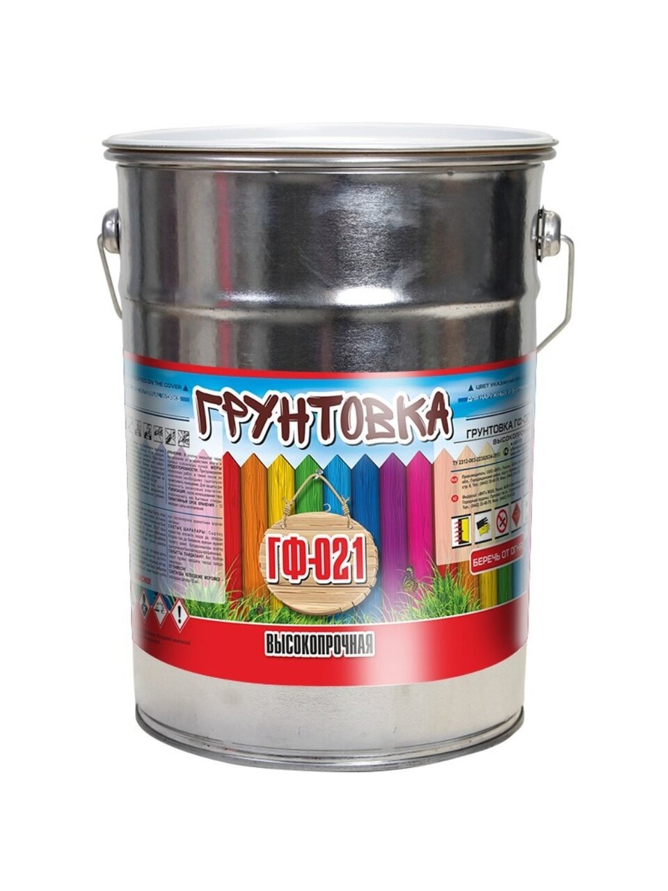 Грунтовка алкидная, Zabor, ГФ-21, быстросохнущая, для внутренних и наружных работ, серая, 20 кг