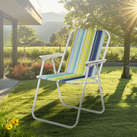 Кресло складное 52х73х44 см, полосы, ткань, со спинкой, полоска, 70 кг, C010049