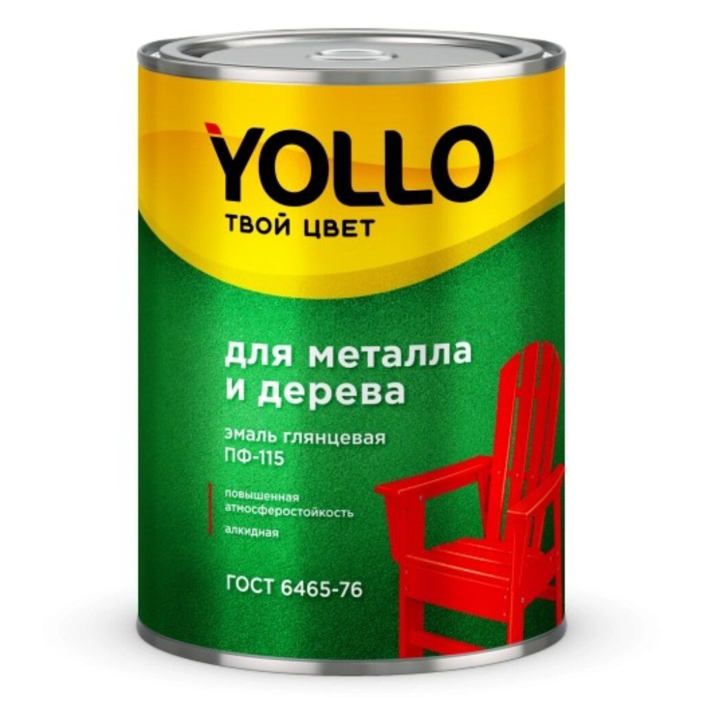 Эмаль Yollo, ПФ-115, для внутренних и наружных работ, алкидная, глянцевая, зеленое яблоко, 0.9 кг эмаль yollo пф 115 для внутренних и наружных работ алкидная глянцевая оранжевая 2 8 кг
