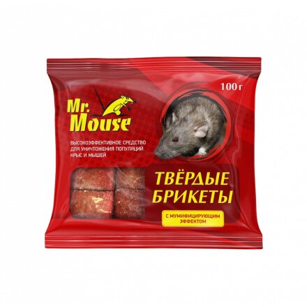 Родентицид Mr.Mouse, от грызунов, парафин, с мумифицирующим эффектом, брикет, 100 г