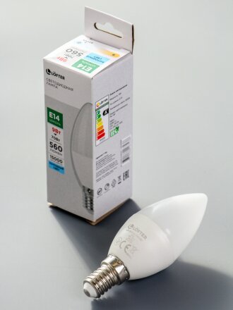 Лампа светодиодная E14, 9 Вт,  Вт, 220 В, СВЕЧА, 6500 К, холодный белый свет, Lofter