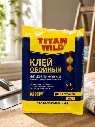 Клей для флизелиновых обоев, Titan Wild, 200 г, пакет, TWF200-SP