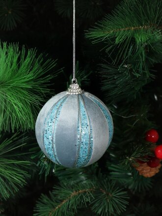 Елочный шар голубой, 8 см, SYPMQA-102101