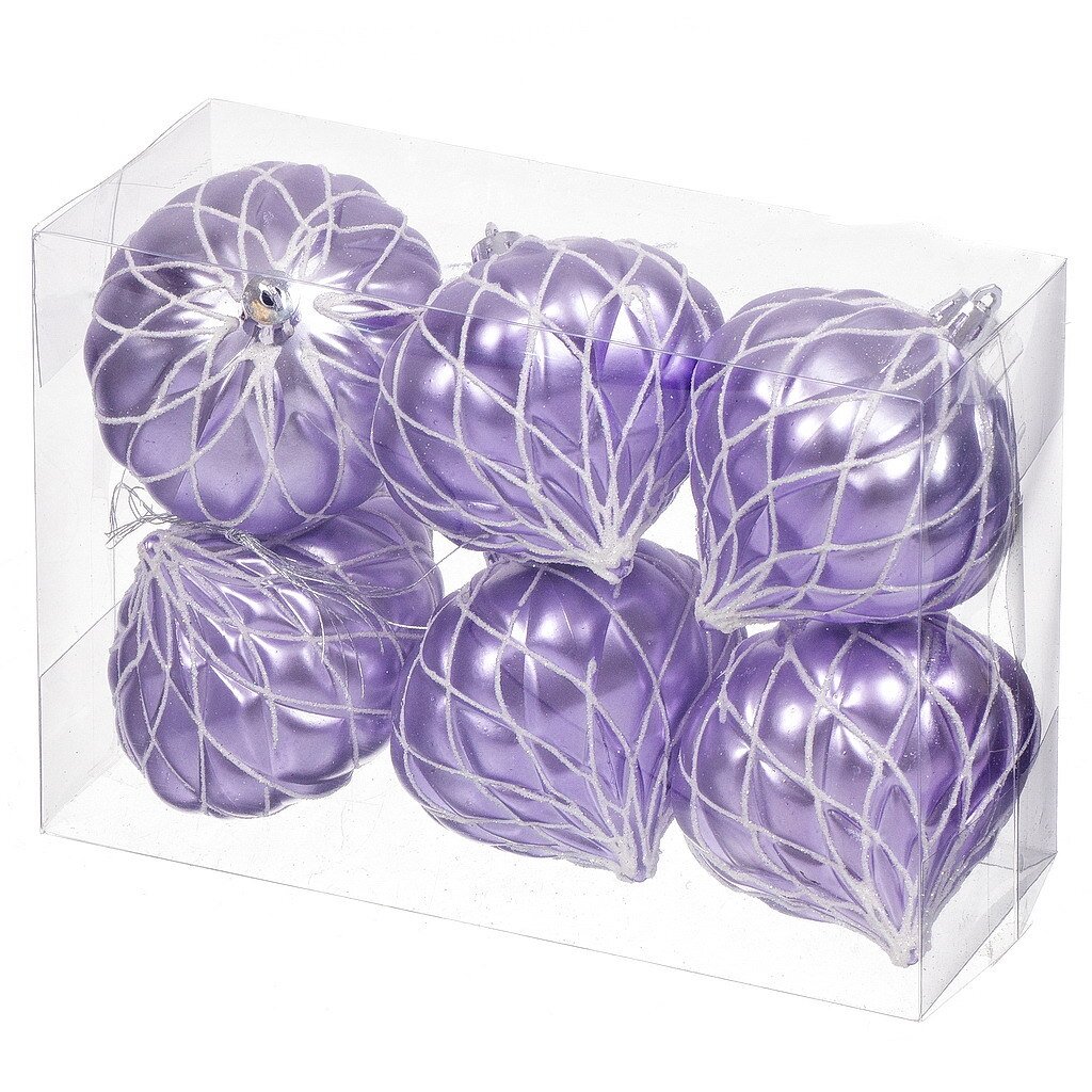 Елочный шар 6 шт, лавандовый, 8 см, пластик, SYQB-0121257 набор шаров 70шт пластик белый голубой