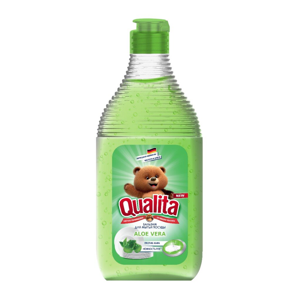 Средство для мытья посуды Qualita, Зеленый чай и алоэ, 500 мл средство для мытья посуды детских игрушек synergetic аромат лимона refill pack 1 л