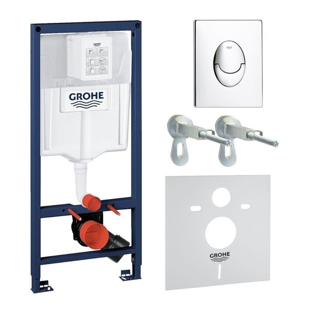 Инсталляция Grohe, Rapid SL 3 в 1, с овальной кнопкой хром, без унитаза
