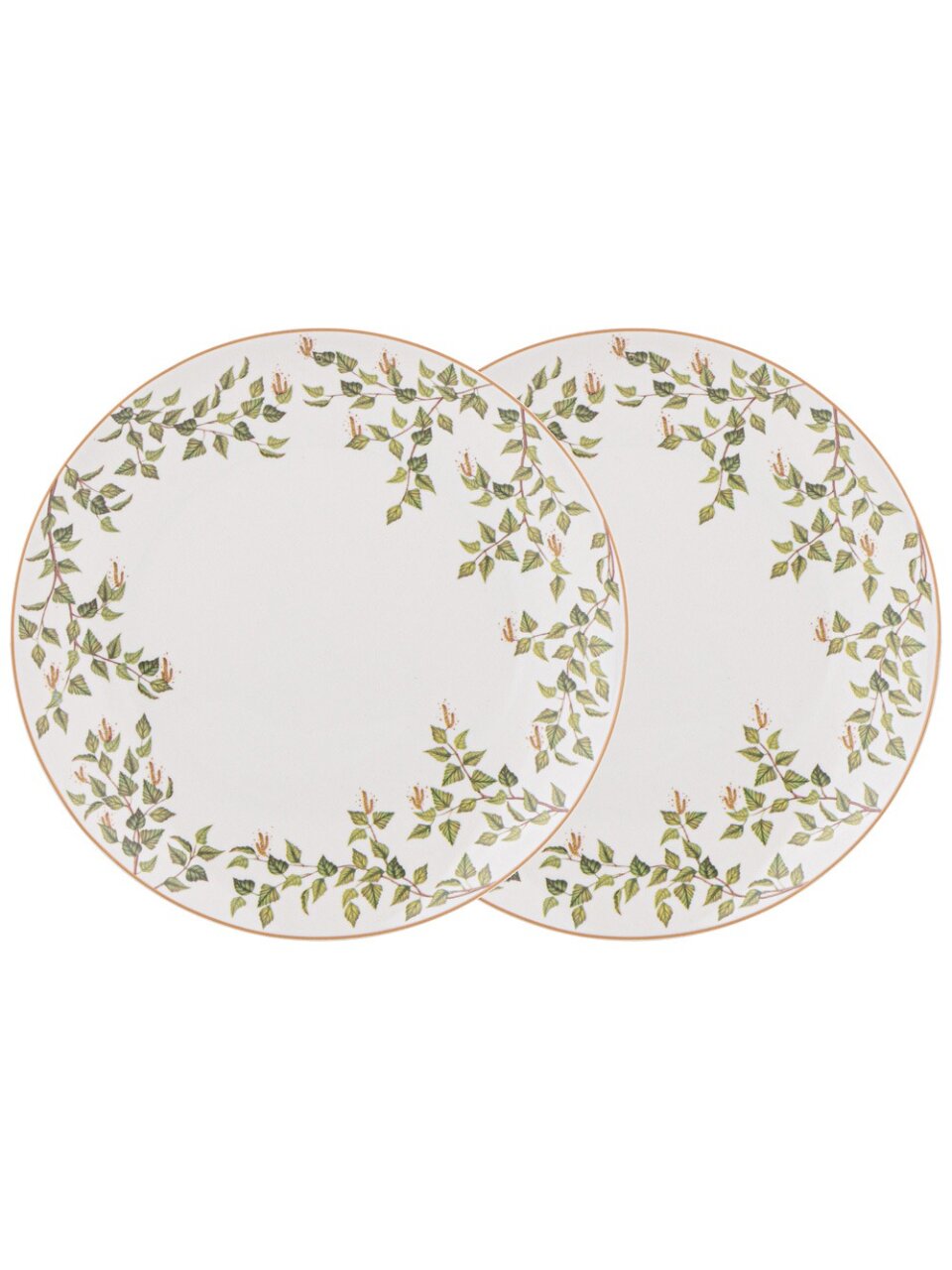 Набор тарелок закусочный, фарфор, 2 шт, 20.5 см, круглый, Березки, Lefard, 85-2012, белый