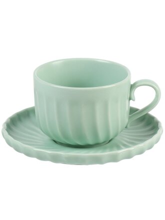 Чайная пара фарфор, 2 предмета, на 1 персону, 220 мл, Nouvelle Home, Fresh Taste, 1730269, Light green