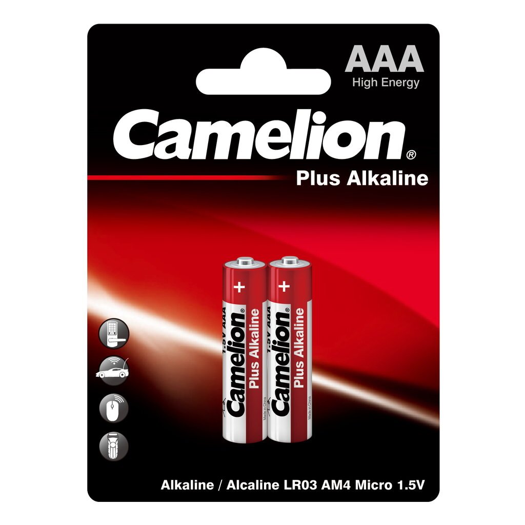 Батарейка Camelion, ААА (LR03), Alkaline Plus, щелочная, 1.5 В, блистер, 2 шт
