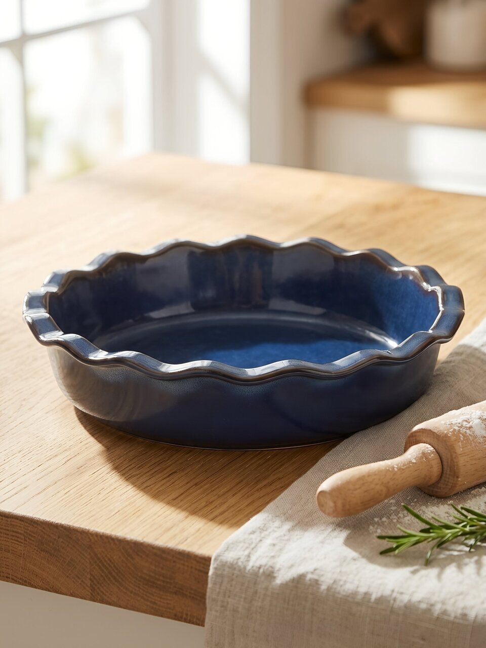 Форма для запекания керамика, 27х6.5 см, 1.5 л, круглая, Agness, Reactive Blue, 780-147